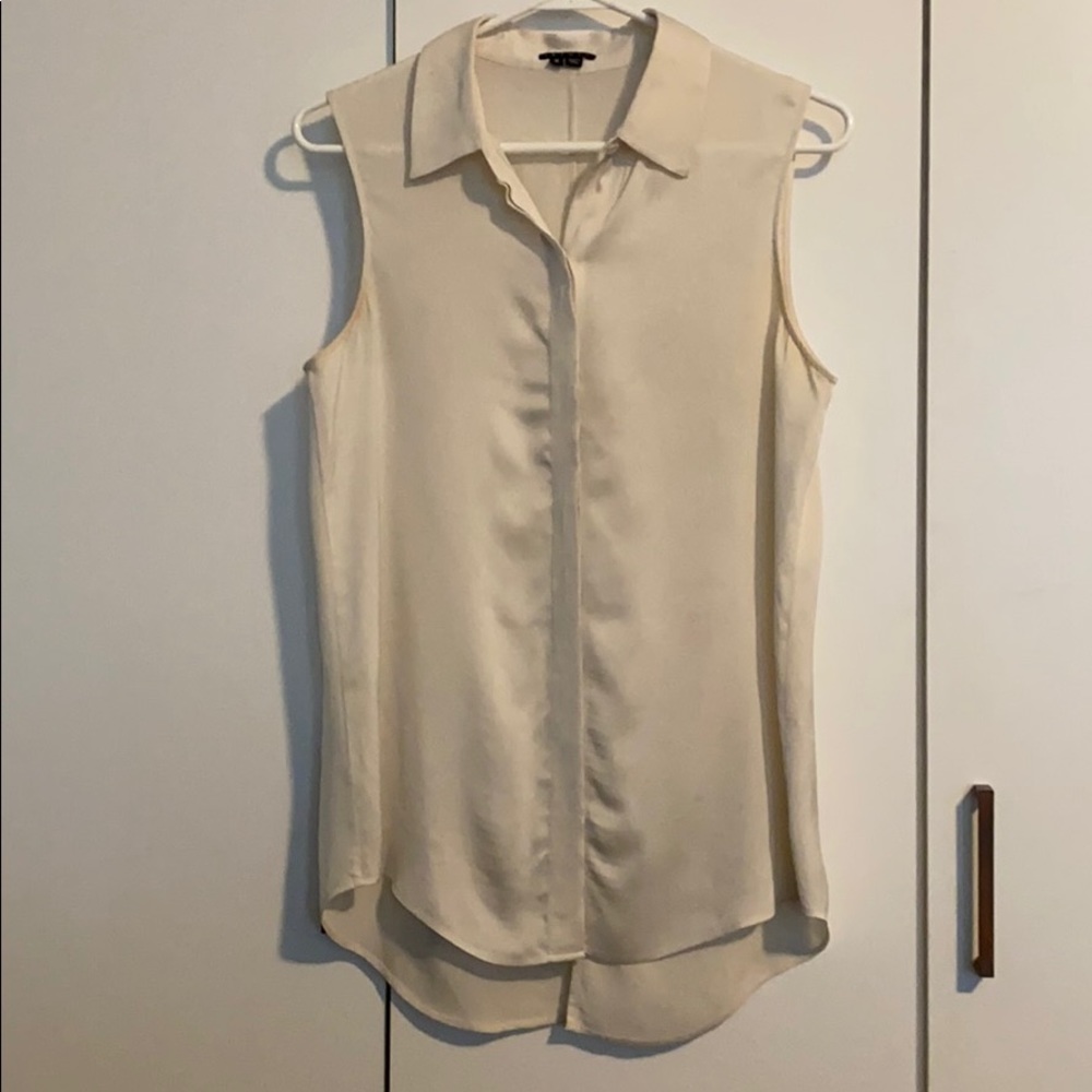 100% silk Theory split back button down blouse m - Picture 2 of 5